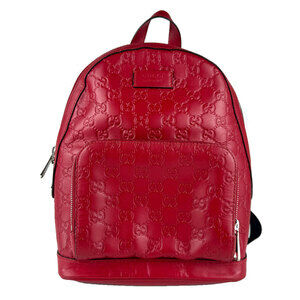 Gucci Minibumbu Backpack Red Calfskin Leather GUCCI Bamboo Mini Backpack Red Enamel Leather Vintage  main image 2